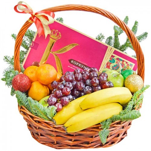 Букет цветов "Новогодняя корзина Праздник" Букет цветов "Новогодняя корзина Праздник"