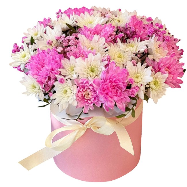 Букет цветов "Шляпная коробка Радостное ожидание"