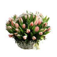 Корзина из розовых тюльпанов